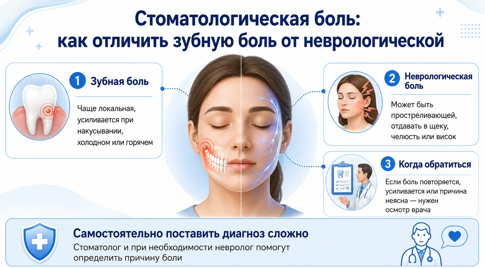Стоматологическая боль: как отличить зубную боль от неврологической